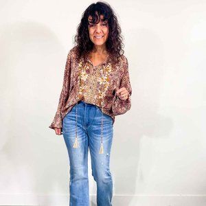 Bohemian Embroidered Peasant Blouse